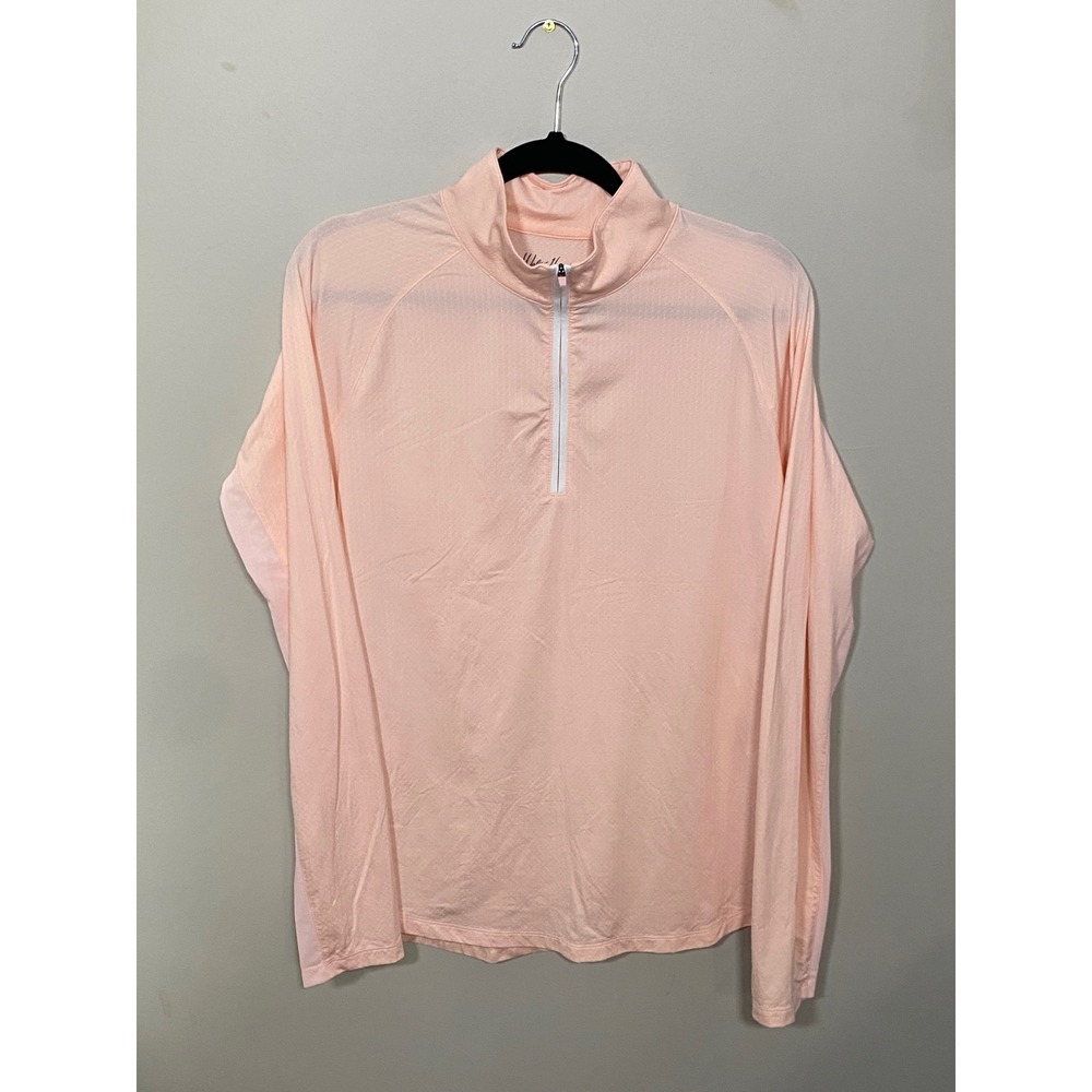 Walter Hagen Quarter Zip Pullover Women Large Peach Excellent UPF 50+ Athletic